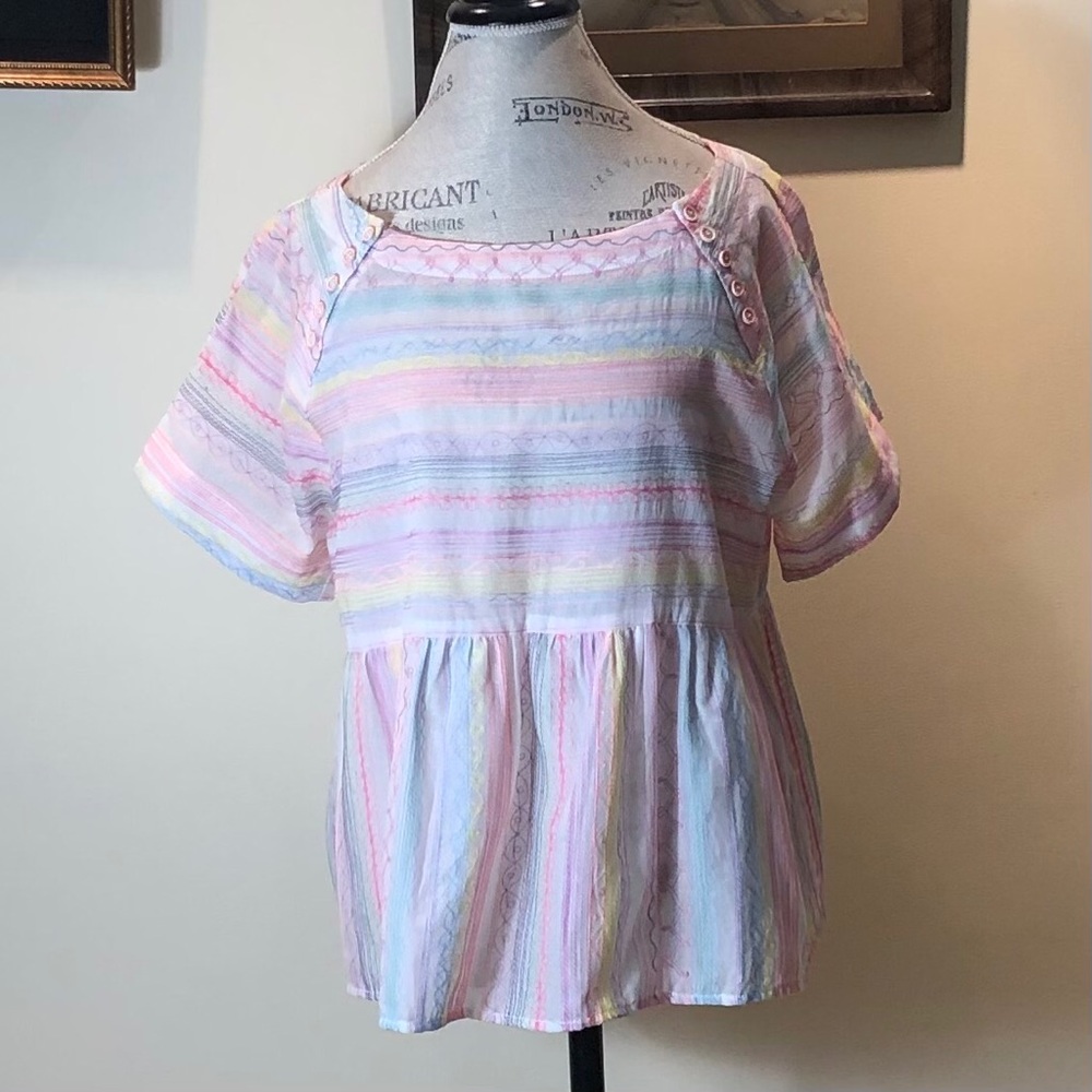 Anthropologie White Embroidered, Cotton Blouse SzM - Picture 1 of 8